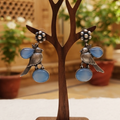 Monalisa stone flower studs earrings with bird