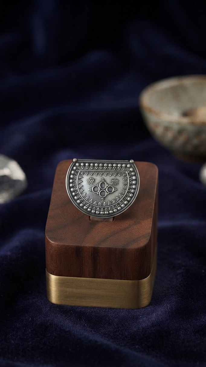 Half moon dot work ring
