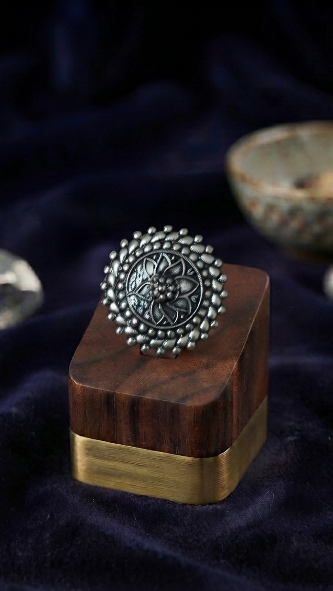 Floral boho ring
