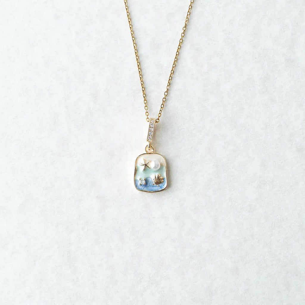 Starfish Shell Square Pendant