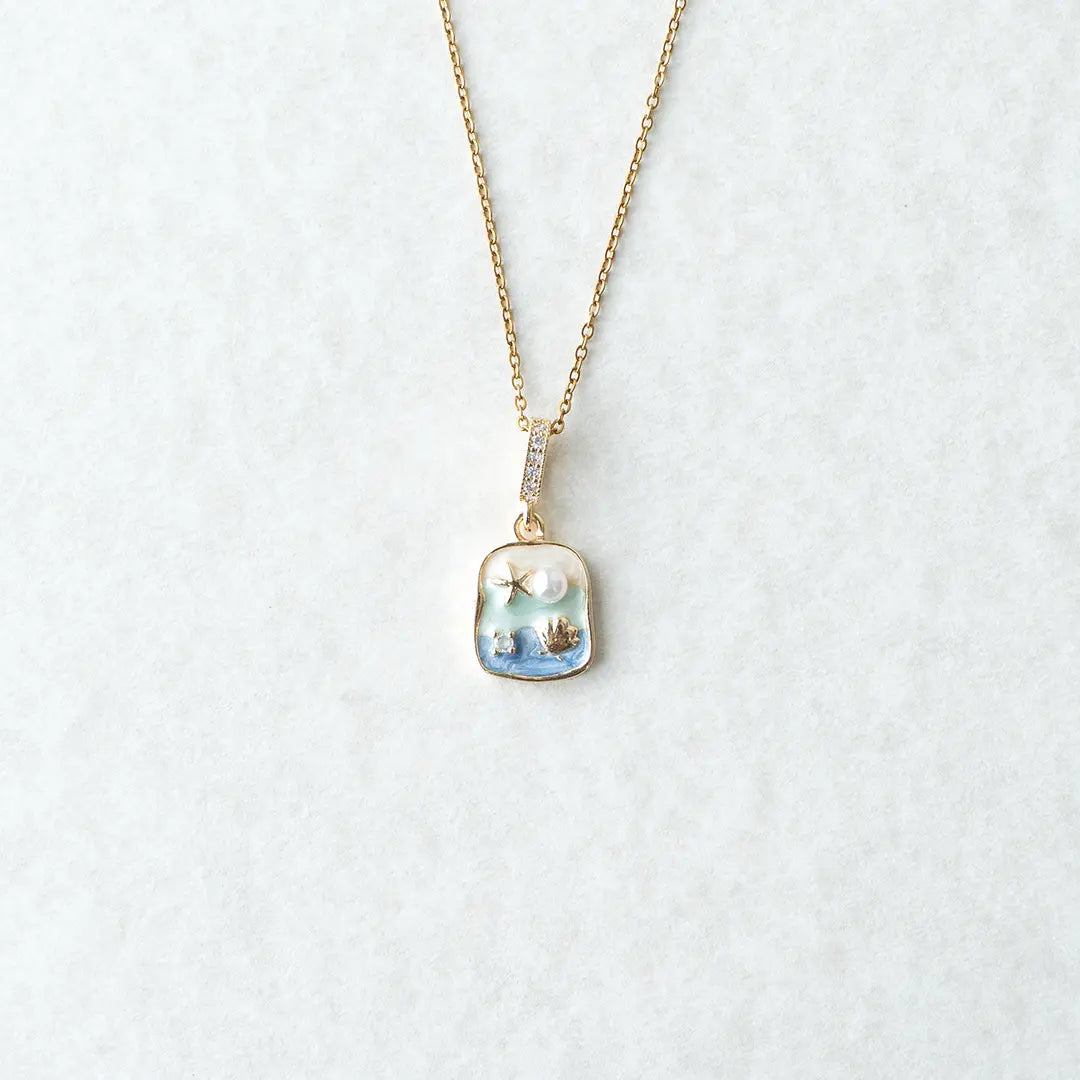 Starfish Shell Square Pendant