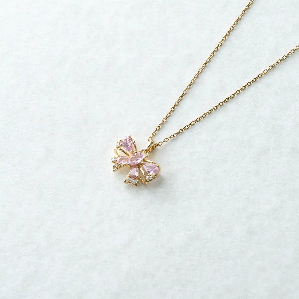 Pink Crystal Bow Pendant