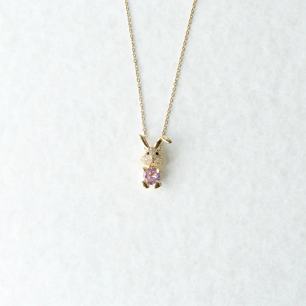 Pink Stone Bunny Pendant