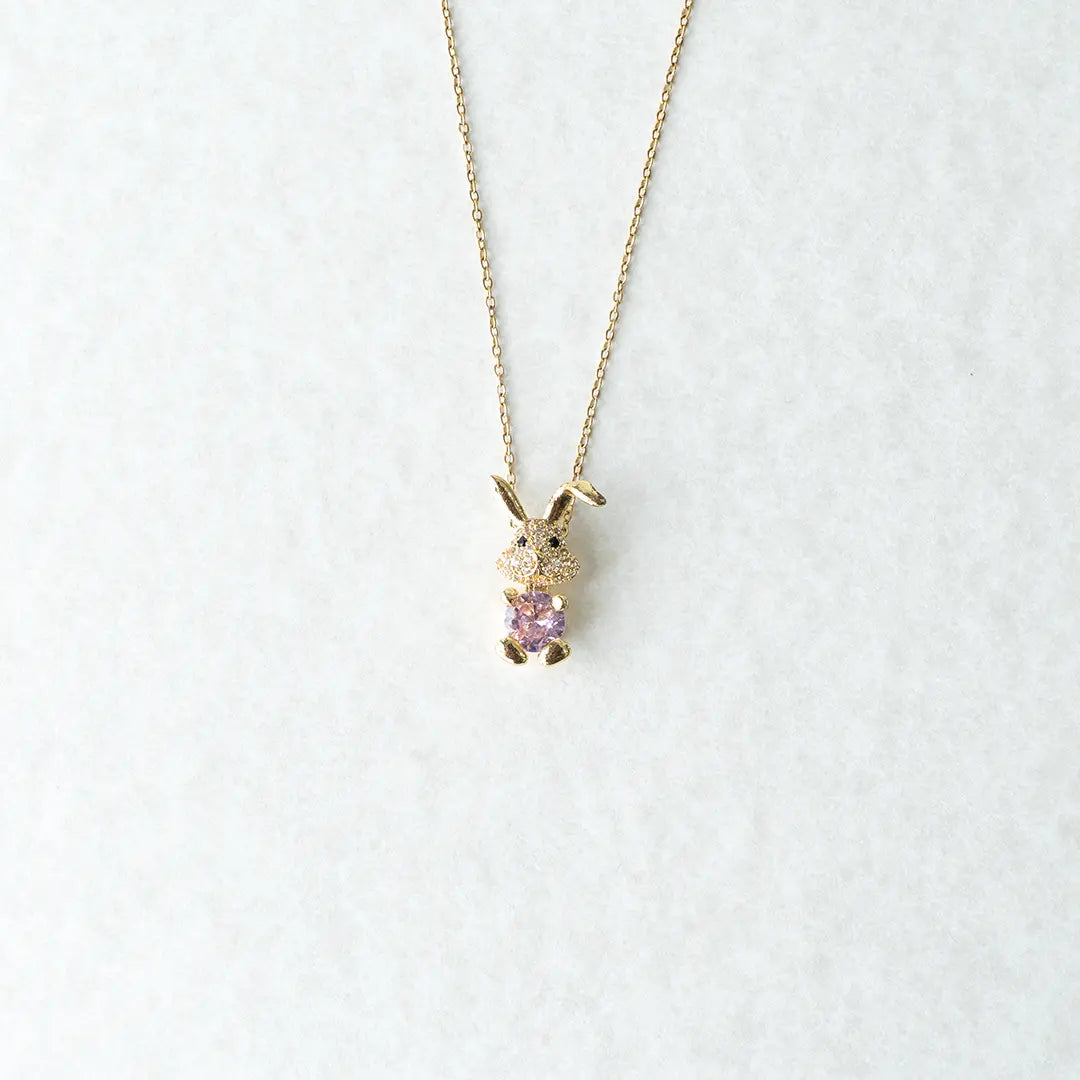 Pink Stone Bunny Pendant