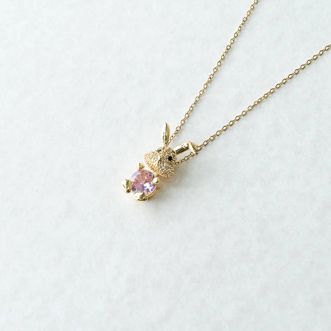 Pink Stone Bunny Pendant