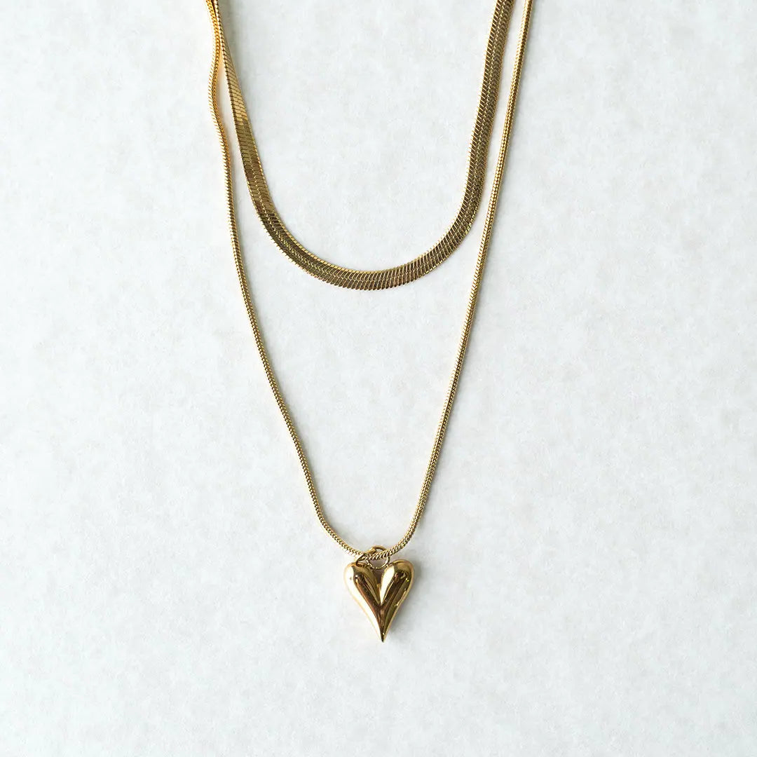 Double Layard Heart Chain Pendant