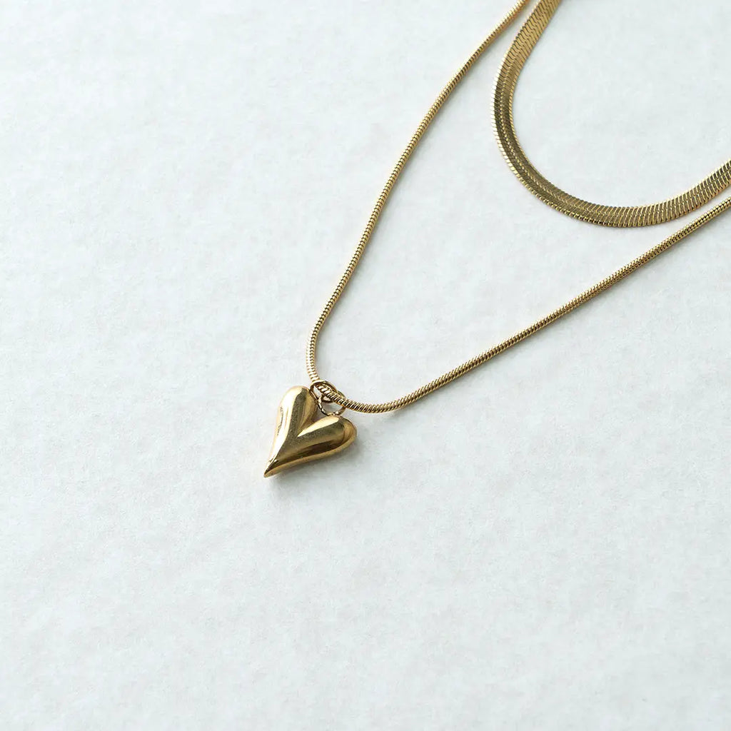 Double Layard Heart Chain Pendant