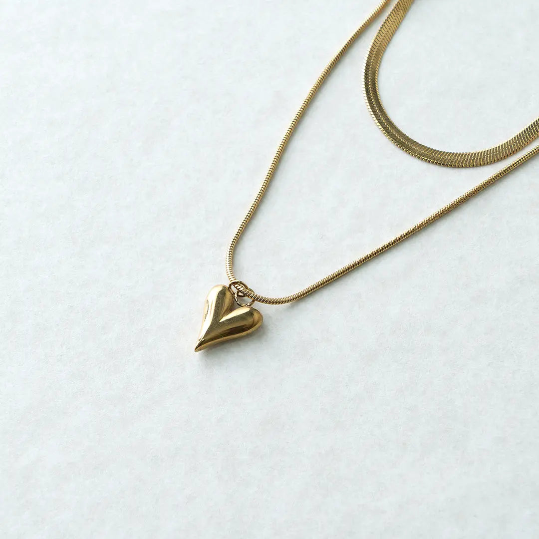 Double Layard Heart Chain Pendant