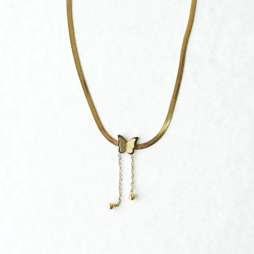 Butterfly Pendant With Snake Chain
