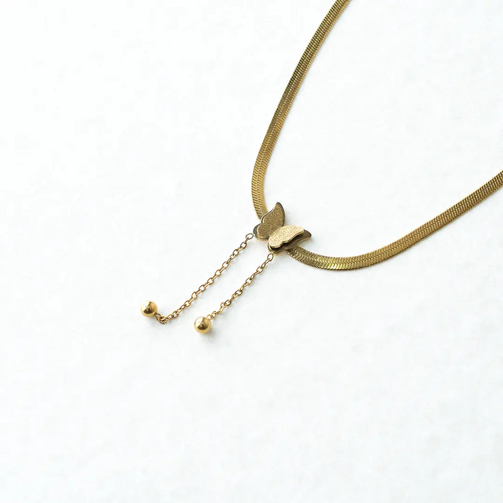 Butterfly Pendant With Snake Chain