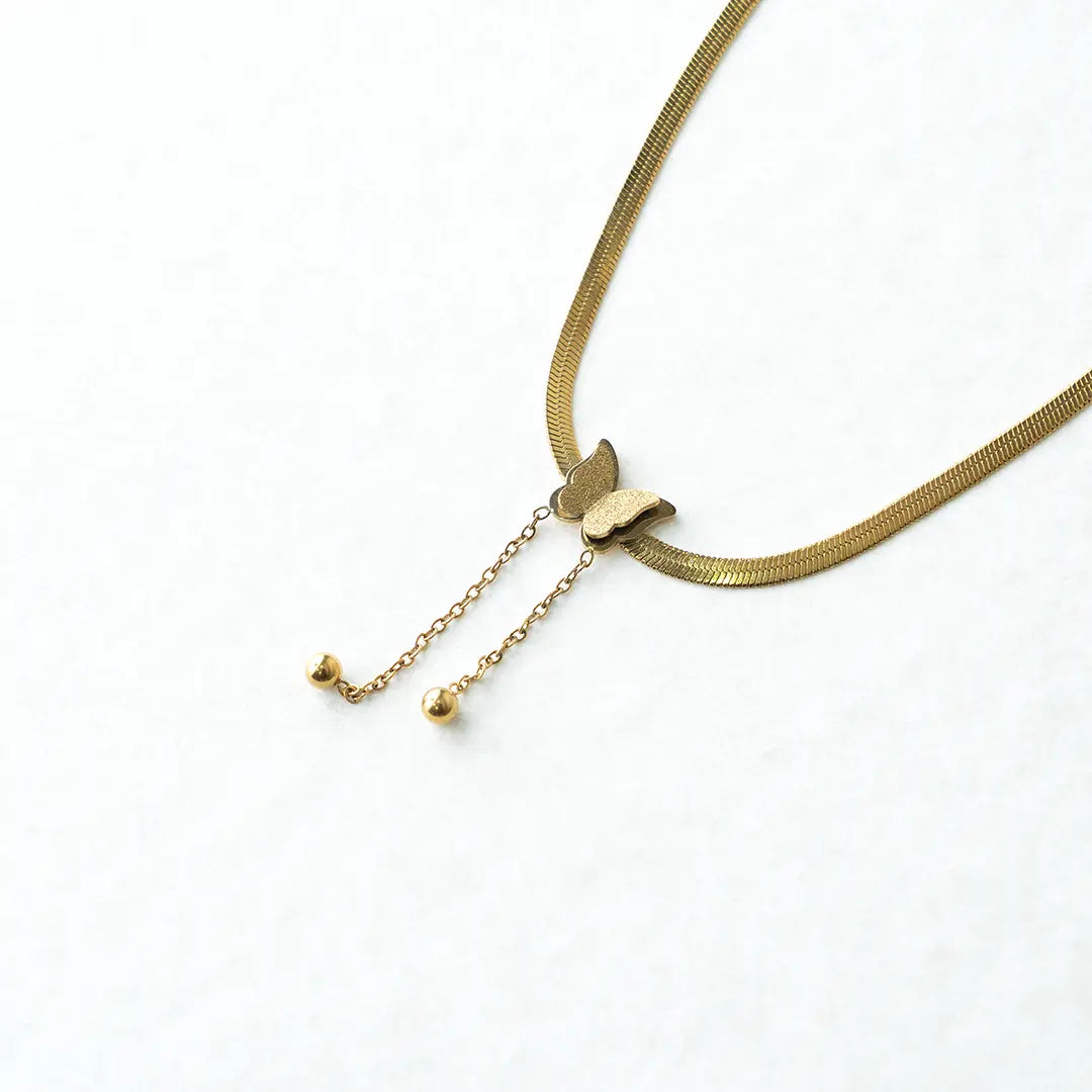 Butterfly Pendant With Snake Chain