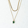 Double Layard Rectangular Emerald Green Crystal Pendant