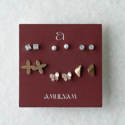 Anti-tarnish pack of 6 earrings