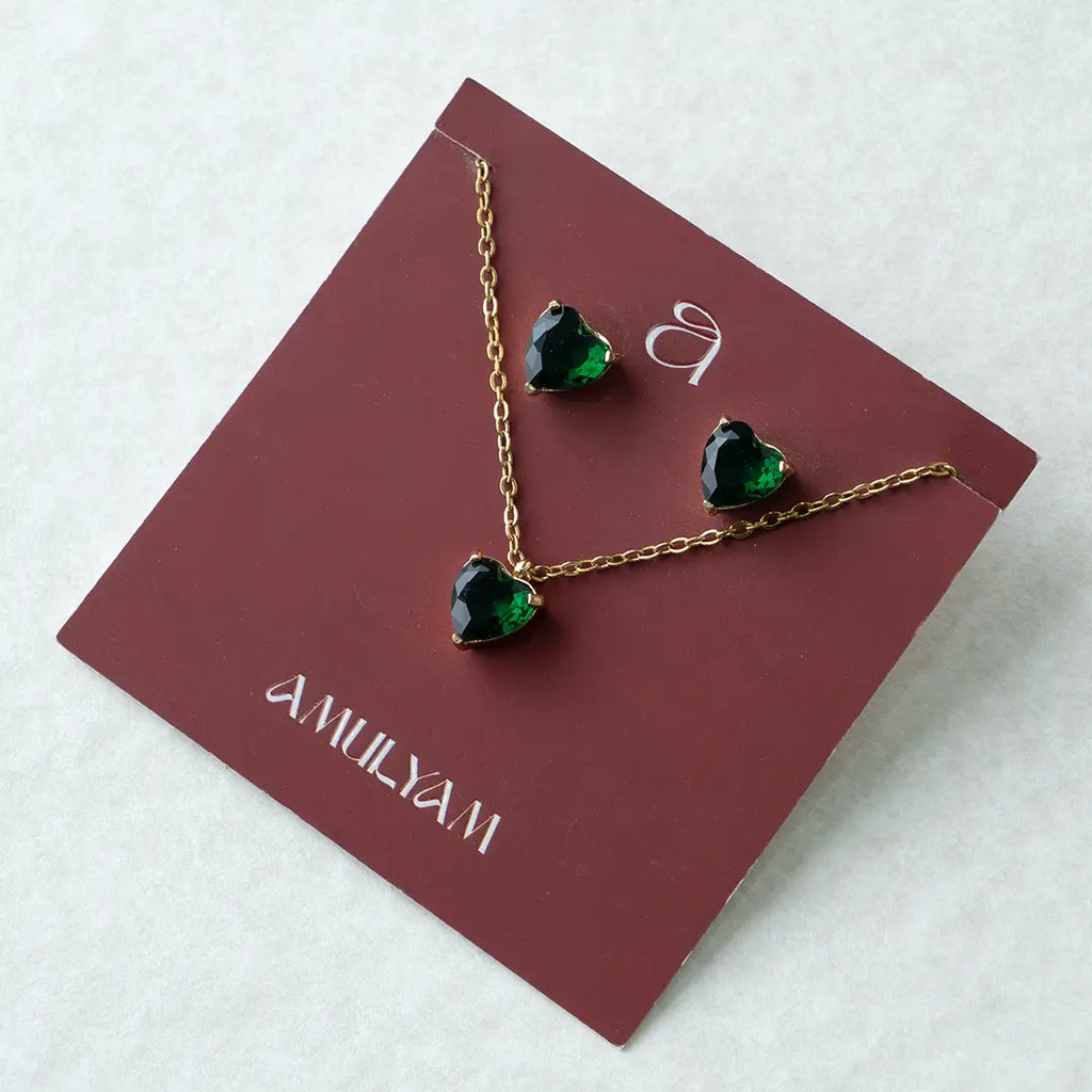 Green Heart Pendant Set