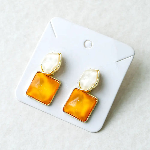 Amber Glow Square Hoop Earrings
