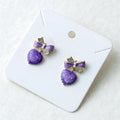 Lavender Heart Bow Earrings