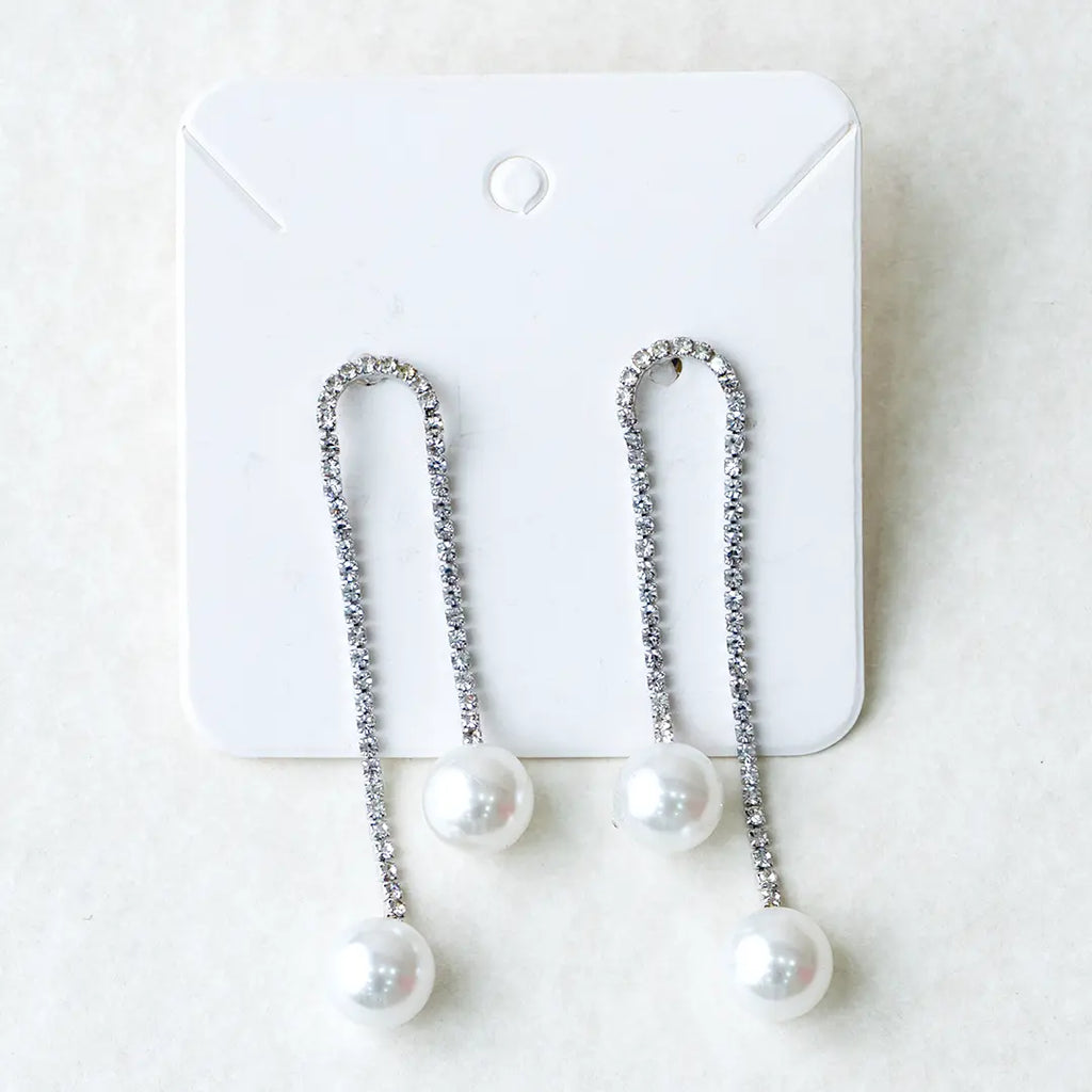 White Pearl U-shaped Drop Earrings