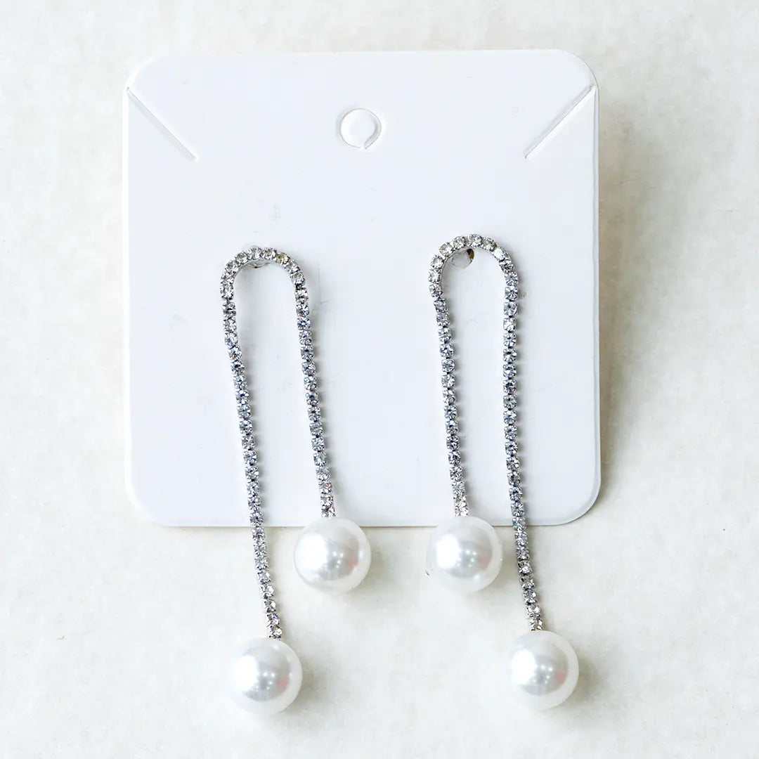 White Pearl U-shaped Drop Earrings