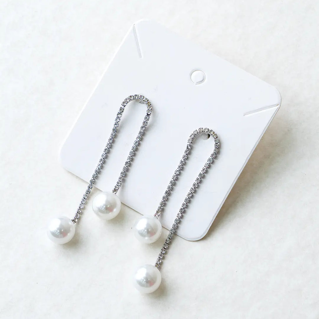 White Pearl U-shaped Drop Earrings