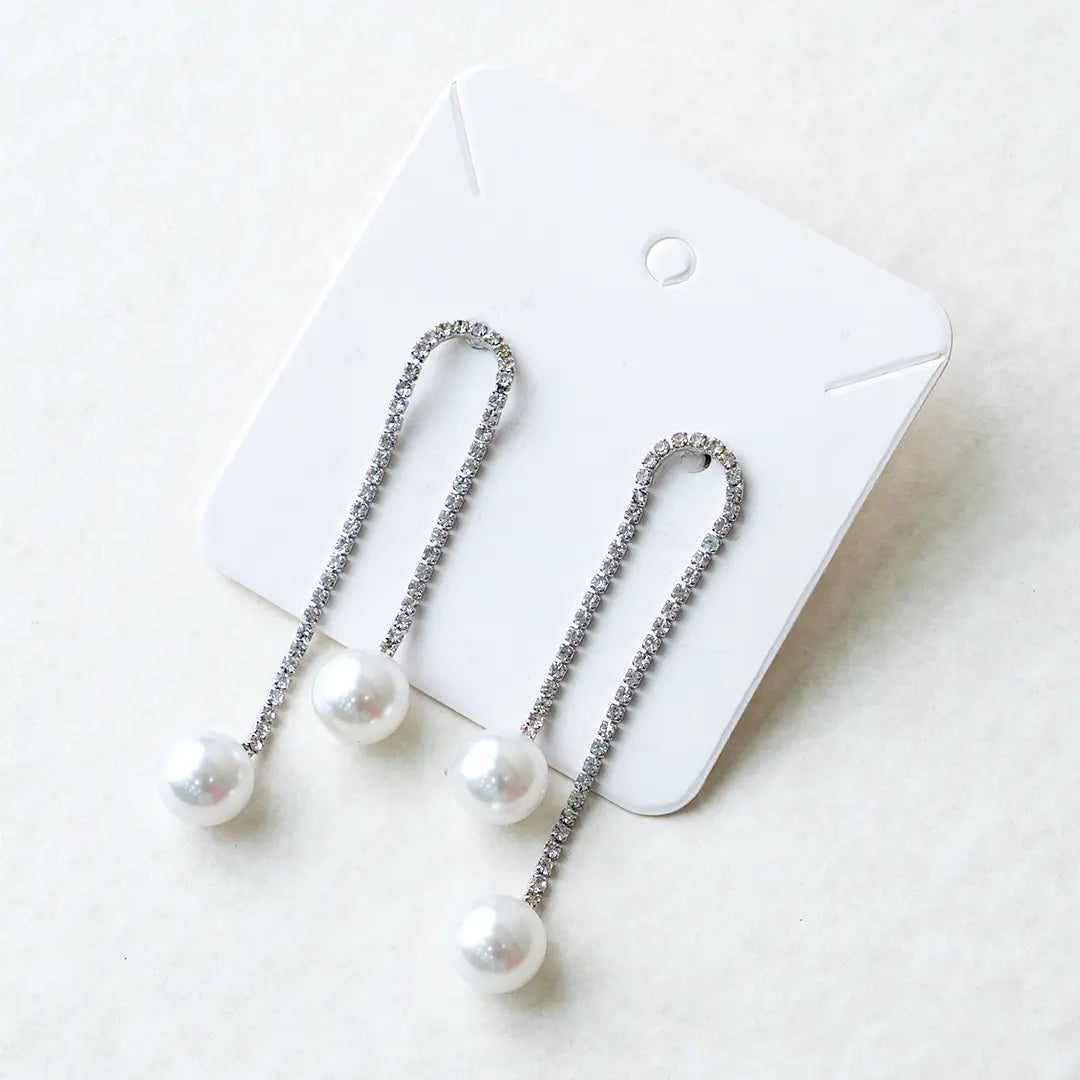 White Pearl U-shaped Drop Earrings