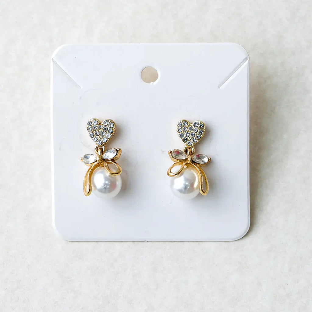Pearl Heart Bow glow studs