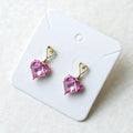 Pink Heart Crystal Earrings