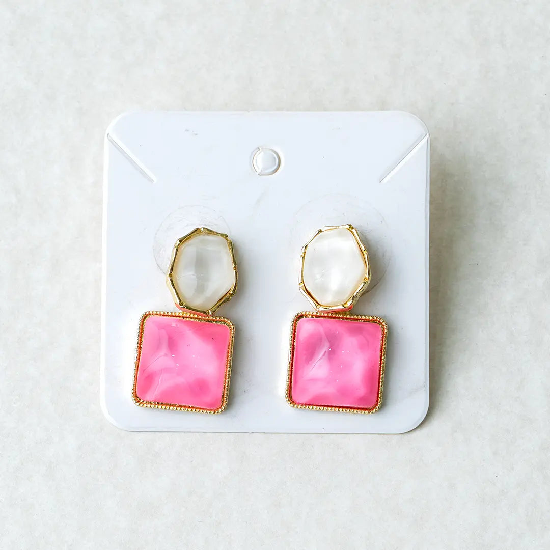 Amber Glow Square Hoop Earrings