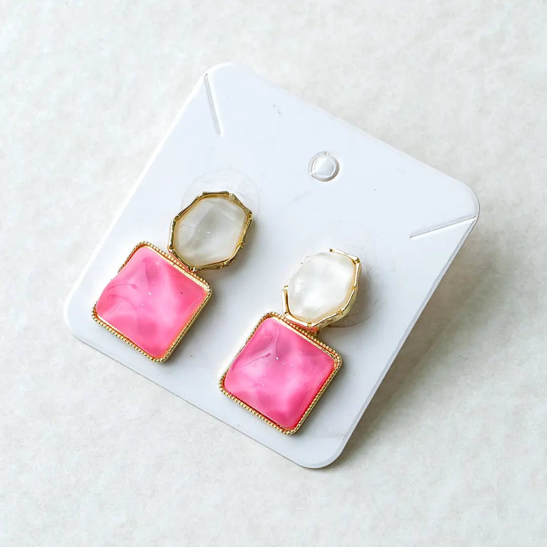 Amber Glow Square Hoop Earrings
