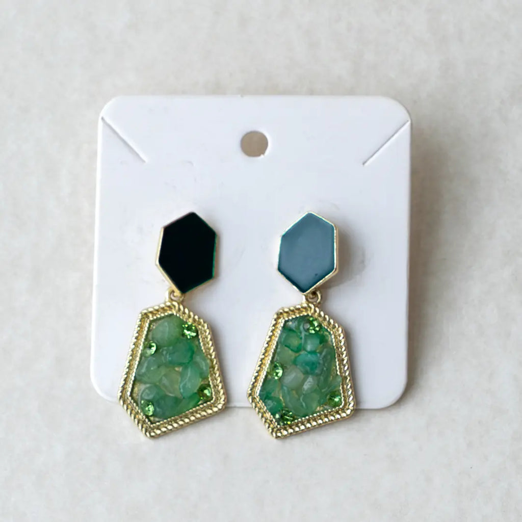 Luxury Emerald Green Geometric Drop Earrings