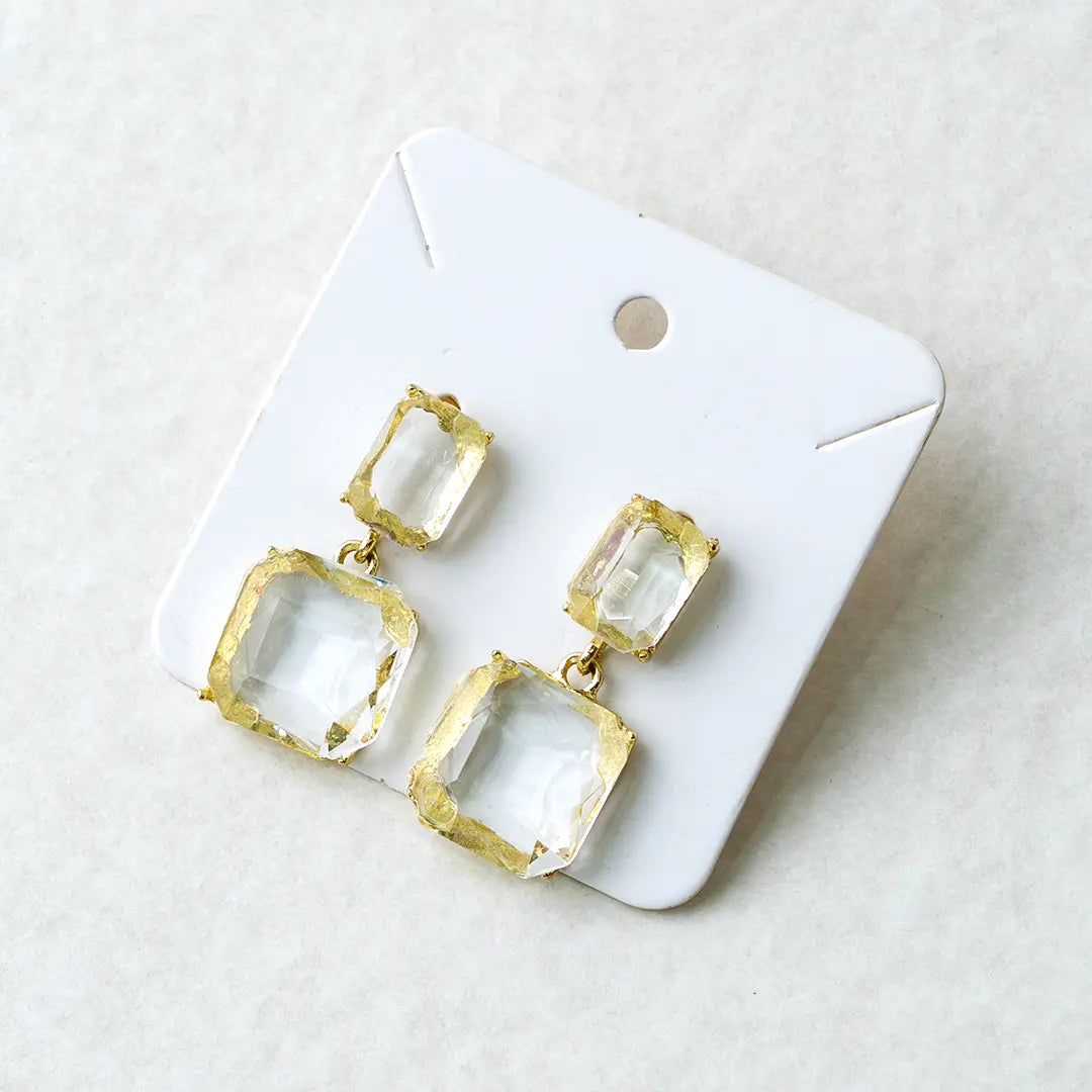 Square Crystal Drop Earrings