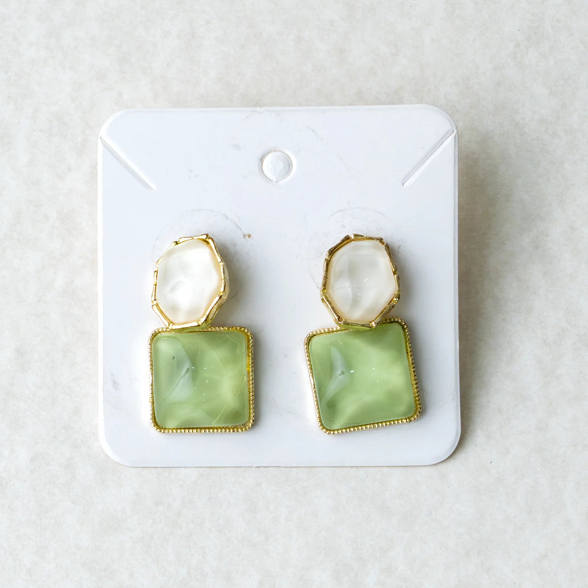 Amber Glow Square Hoop Earrings