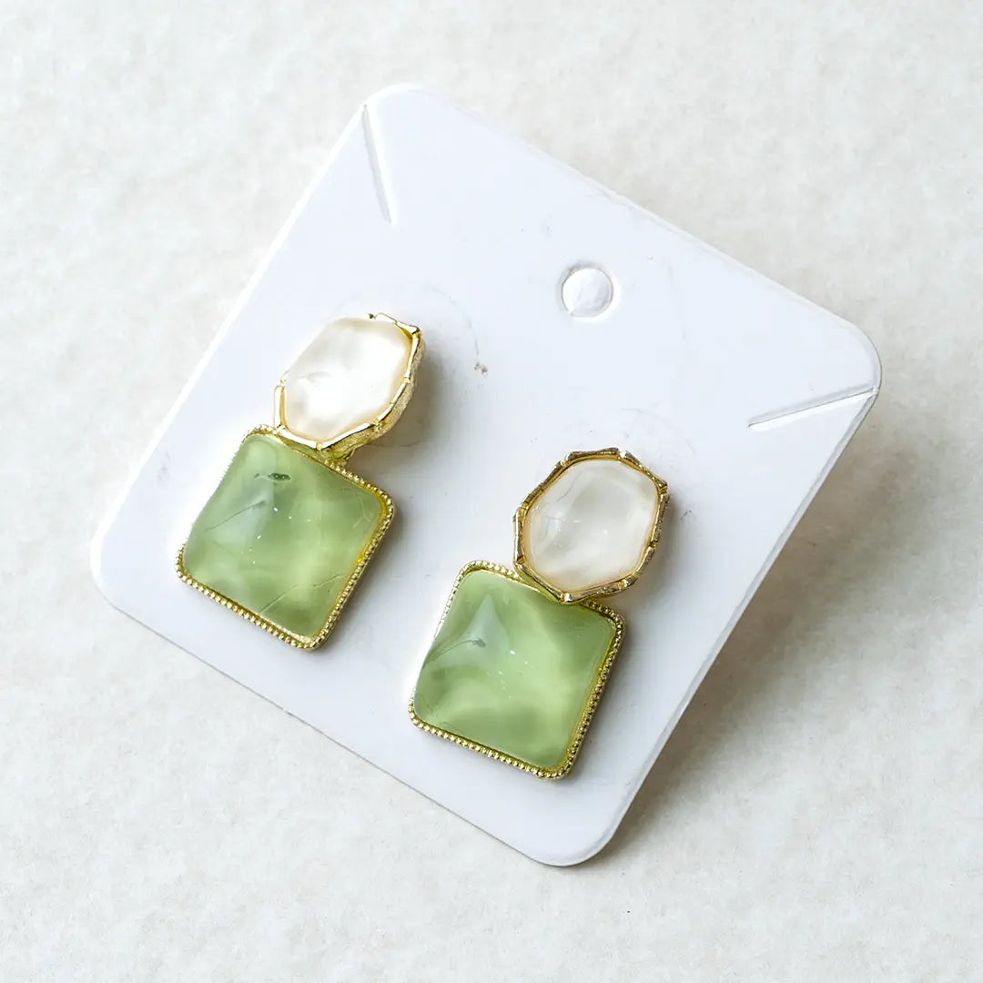 Amber Glow Square Hoop Earrings