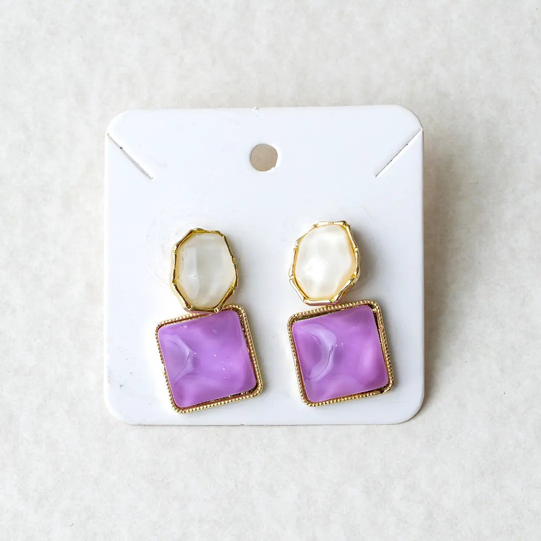 Amber Glow Square Hoop Earrings