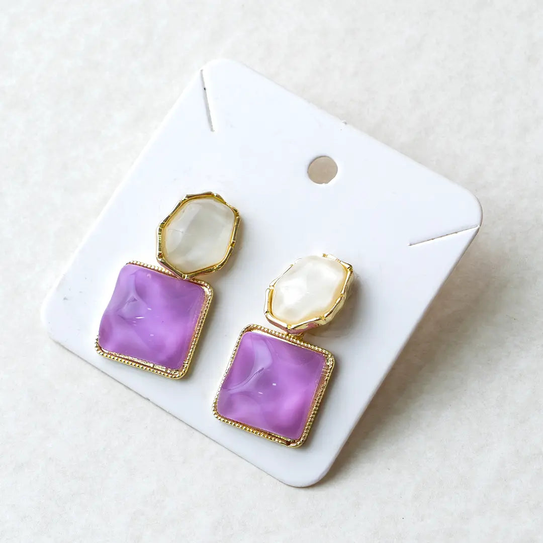 Amber Glow Square Hoop Earrings
