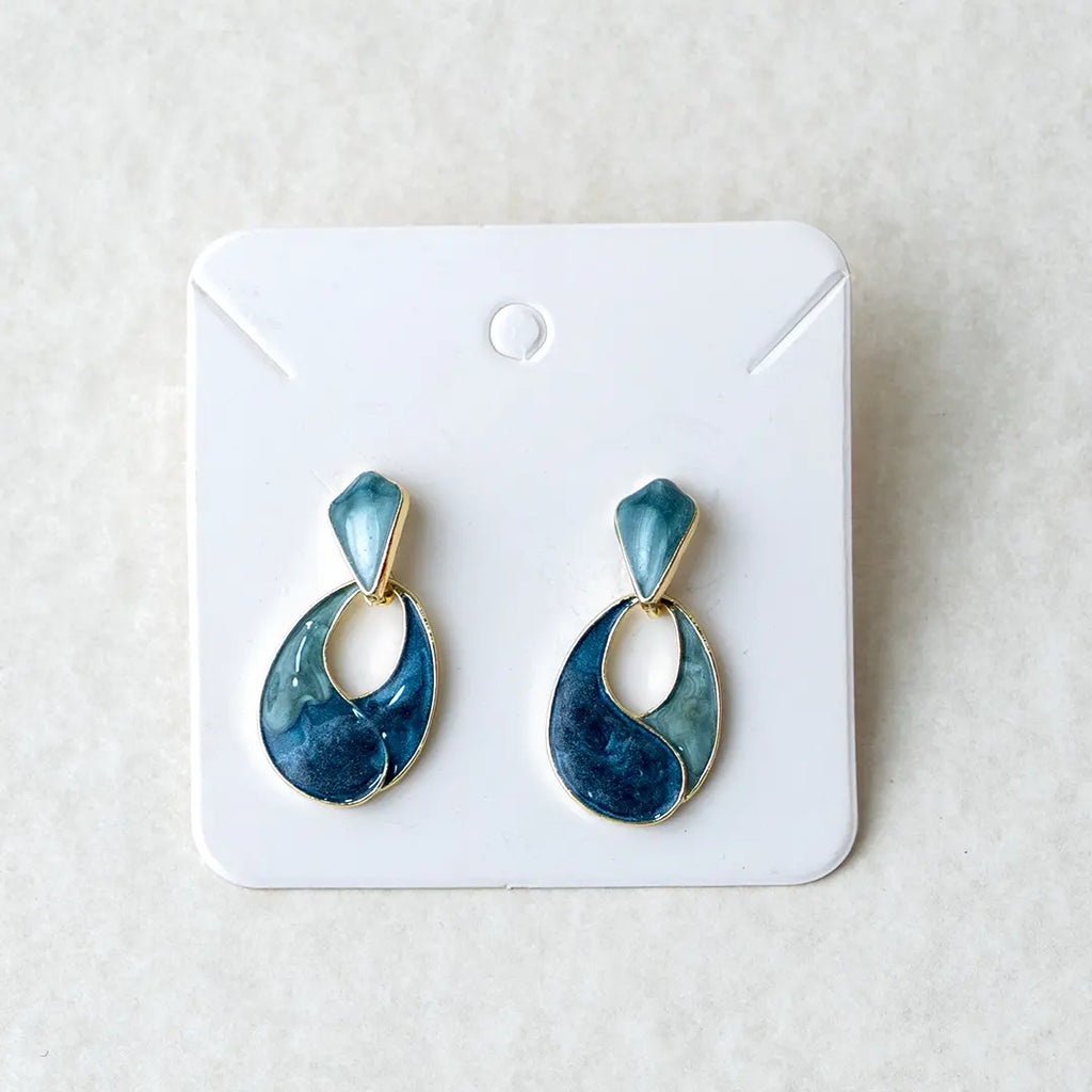 Enamel Blue Waterdrop Earrings