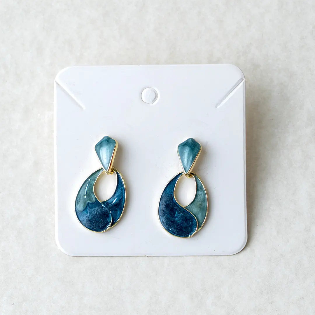 Enamel Blue Waterdrop Earrings