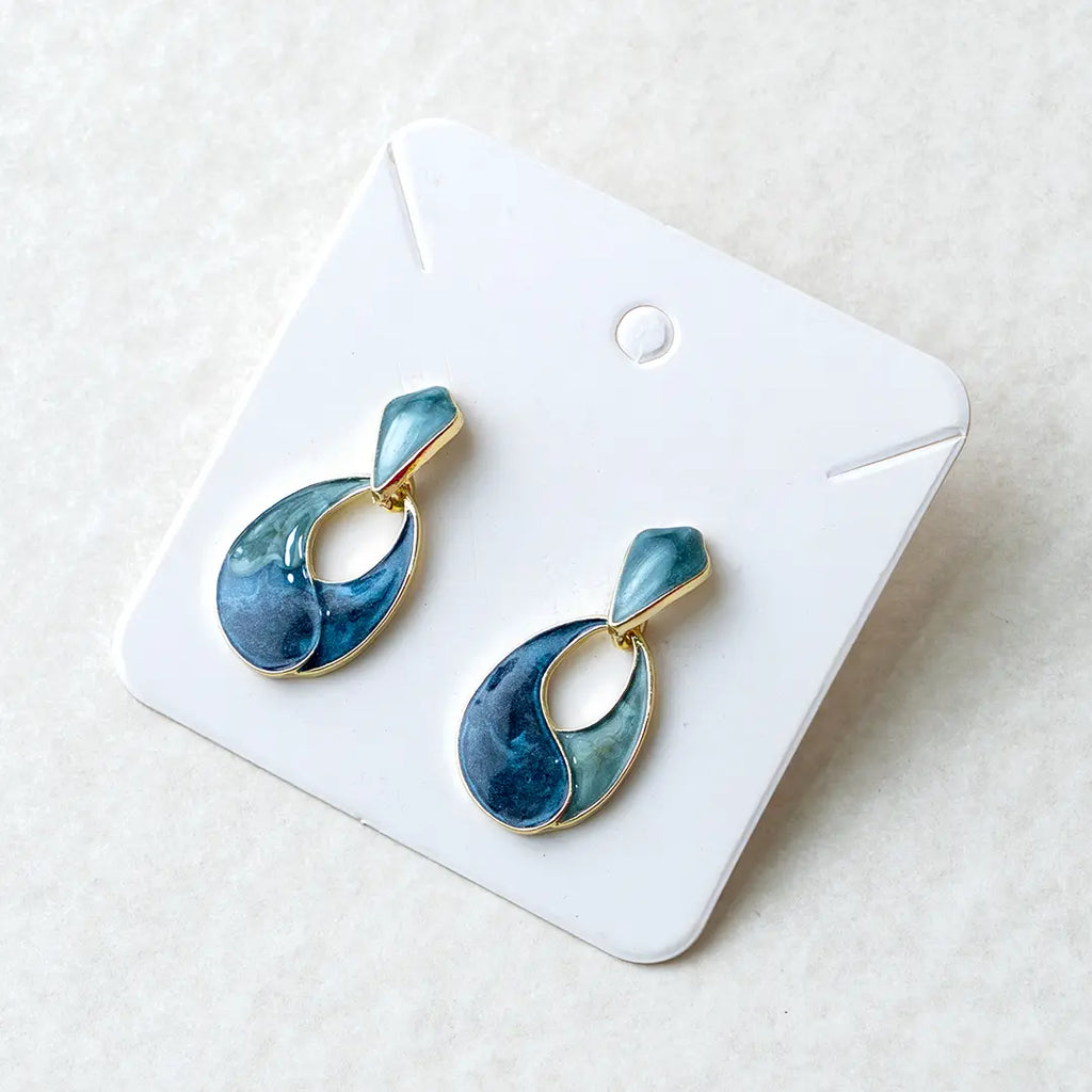 Enamel Blue Waterdrop Earrings