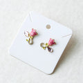 Pink Tulip Enamel Stud Earrings