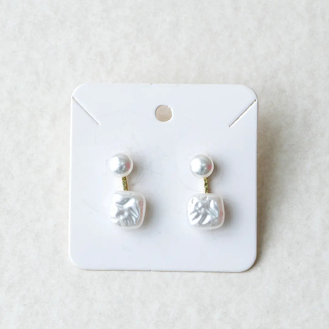 Yellow Chimes Double Pearl Drop Earrings