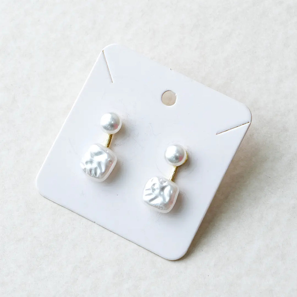 Yellow Chimes Double Pearl Drop Earrings