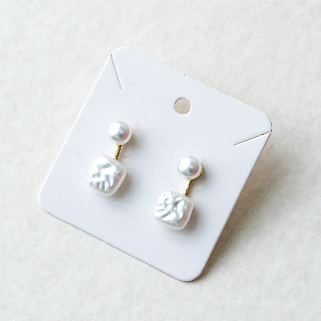 Yellow Chimes Double Pearl Drop Earrings