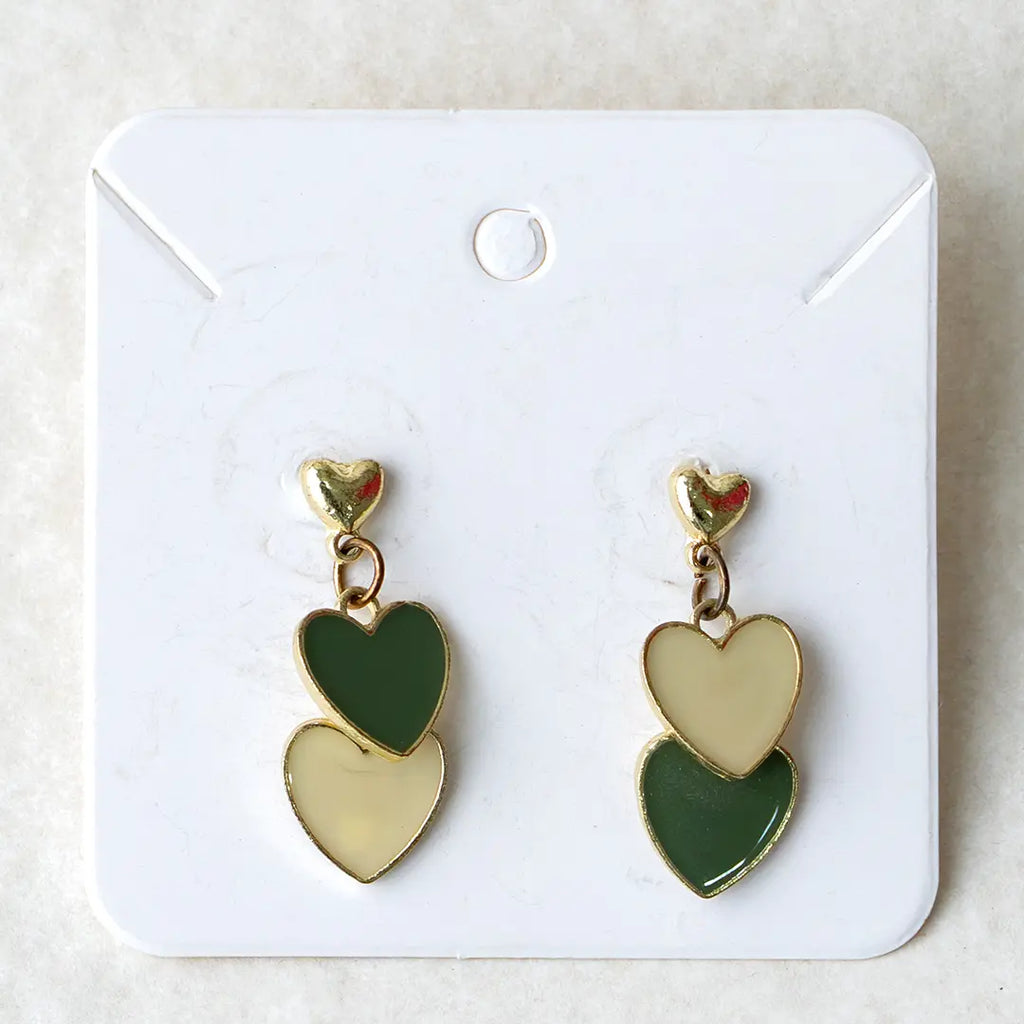 Twin Heart Drop Earrings