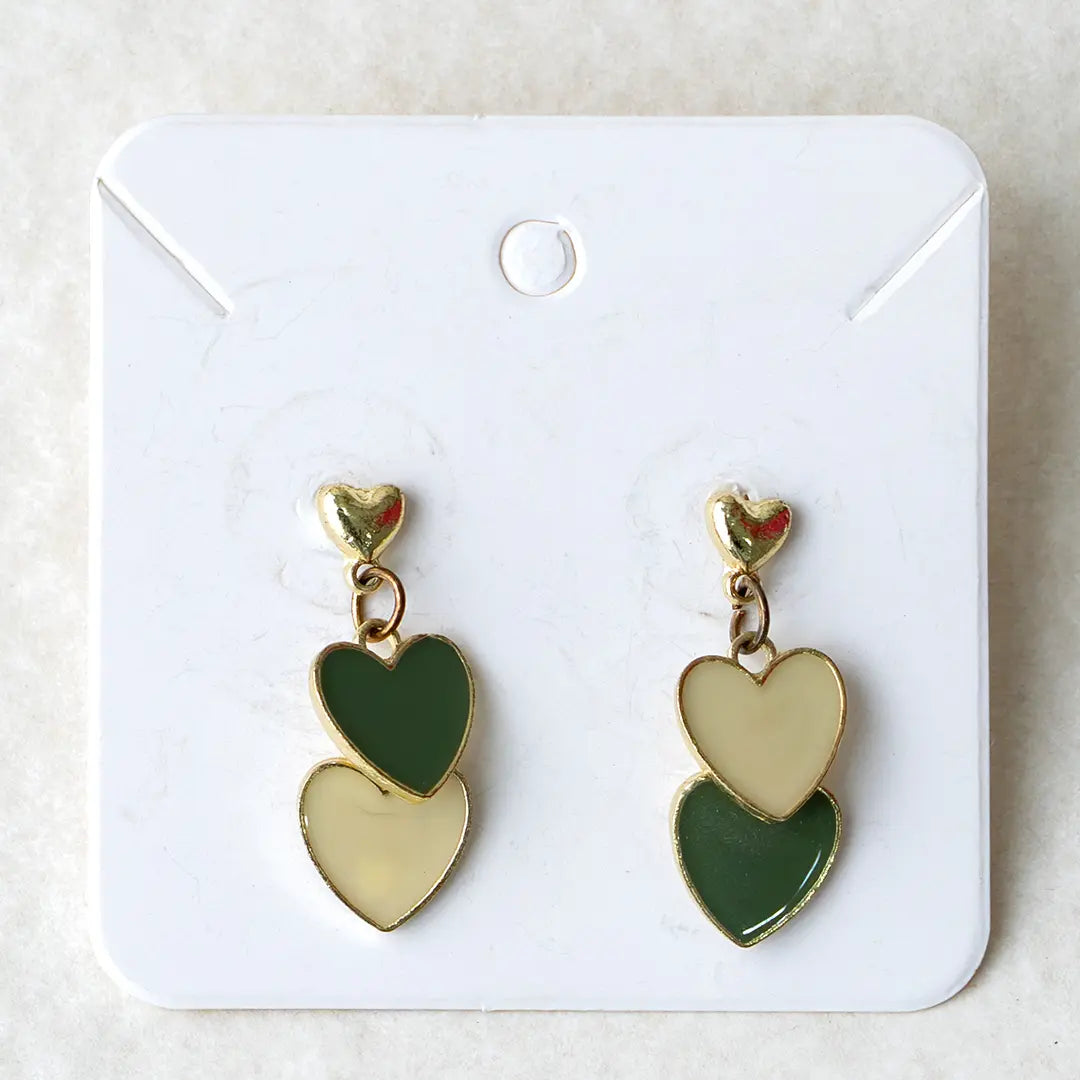 Twin Heart Drop Earrings