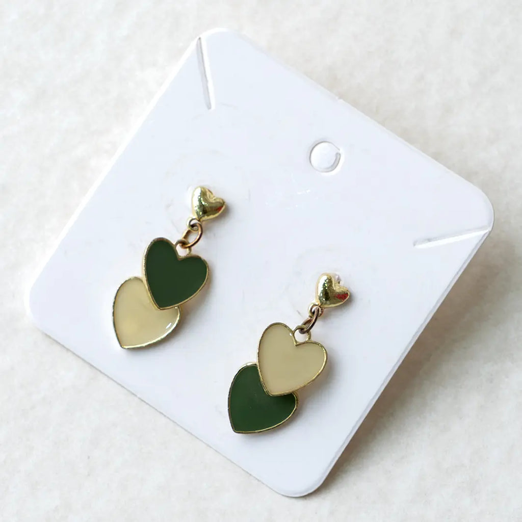 Twin Heart Drop Earrings
