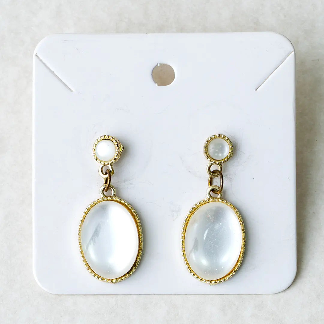 Moonlit Veil Oval Drop Earrings