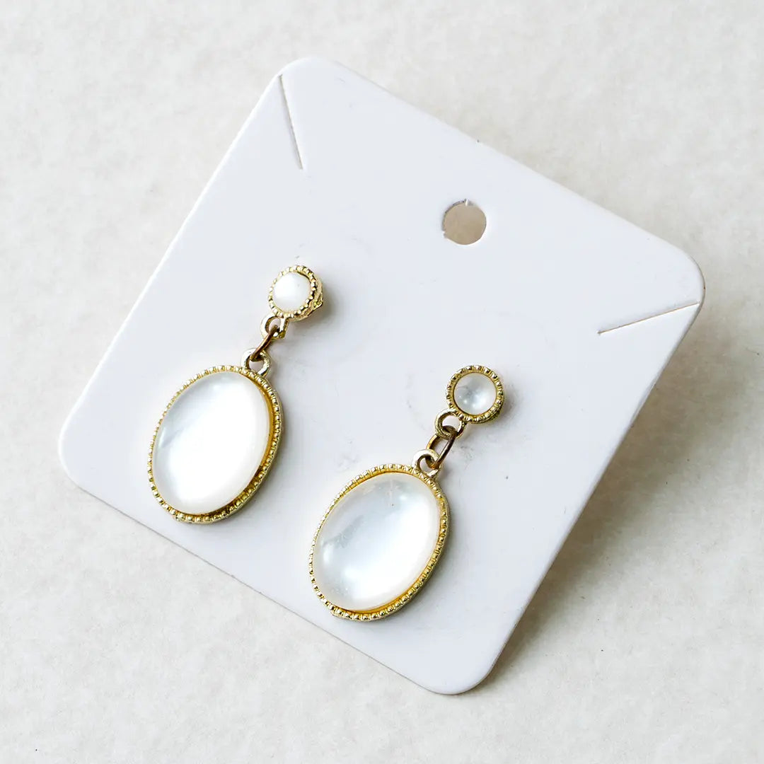 Moonlit Veil Oval Drop Earrings