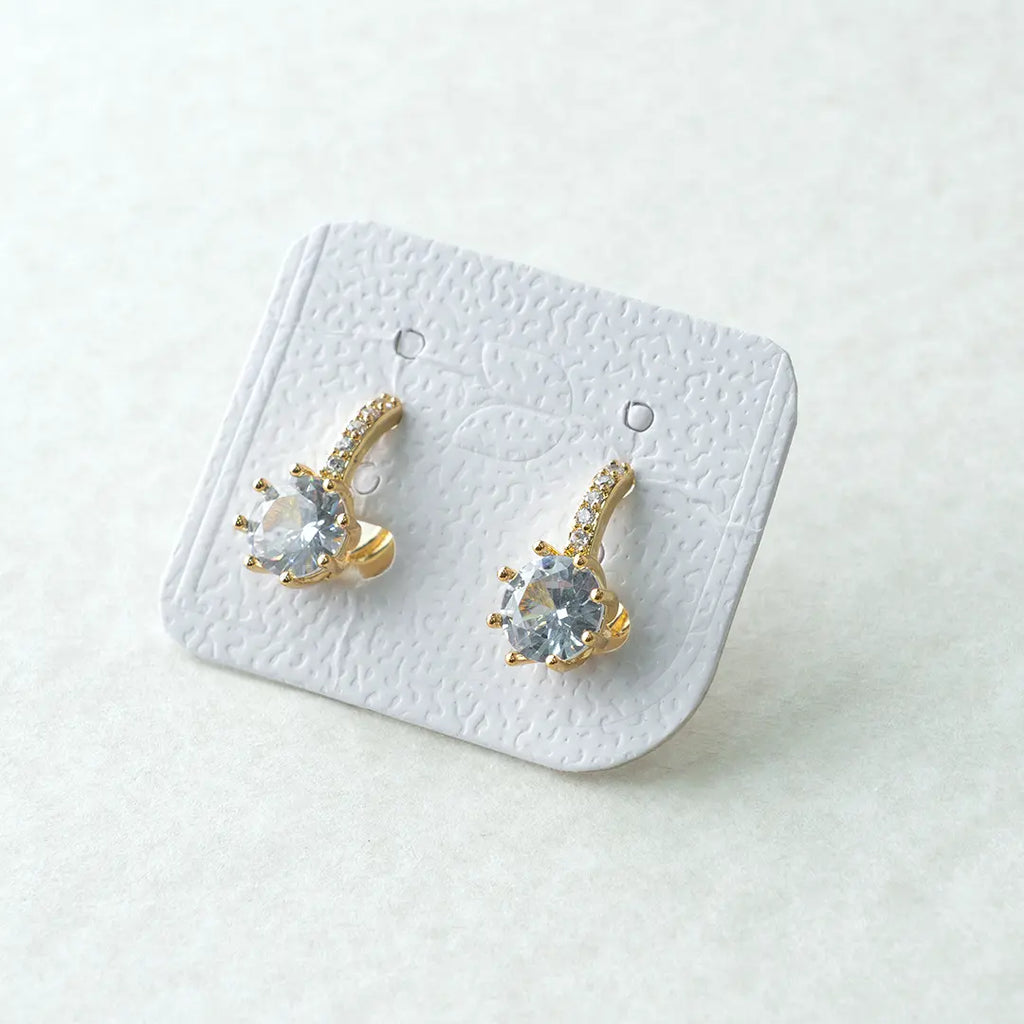 Crystal Solitaire Back Hoop Earrings
