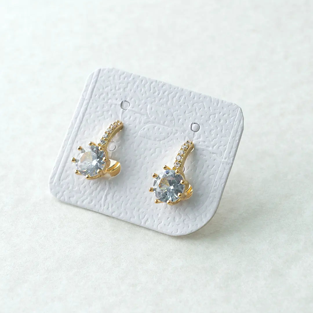 Crystal Solitaire Back Hoop Earrings