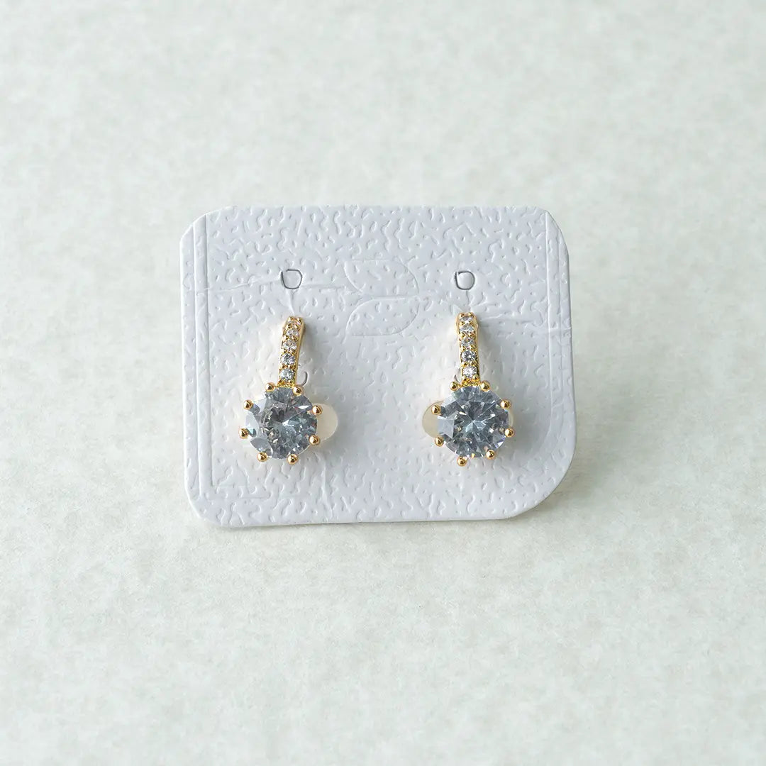 Crystal Solitaire Back Hoop Earrings